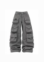 Calça Super Cargo Brim Unissex 12 Bolsos Grey