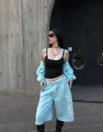 Bermuda de Moletom Azul Tiffany - Imagem 2