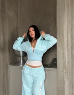 Casaco Blouson de Moletom Azul Tiffany - Imagem 3