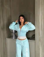 Casaco Blouson de Moletom Azul Tiffany